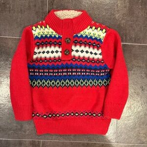 Toddler Red Fair Isle Knit Pullover Sweater Gap size 2 year cozy